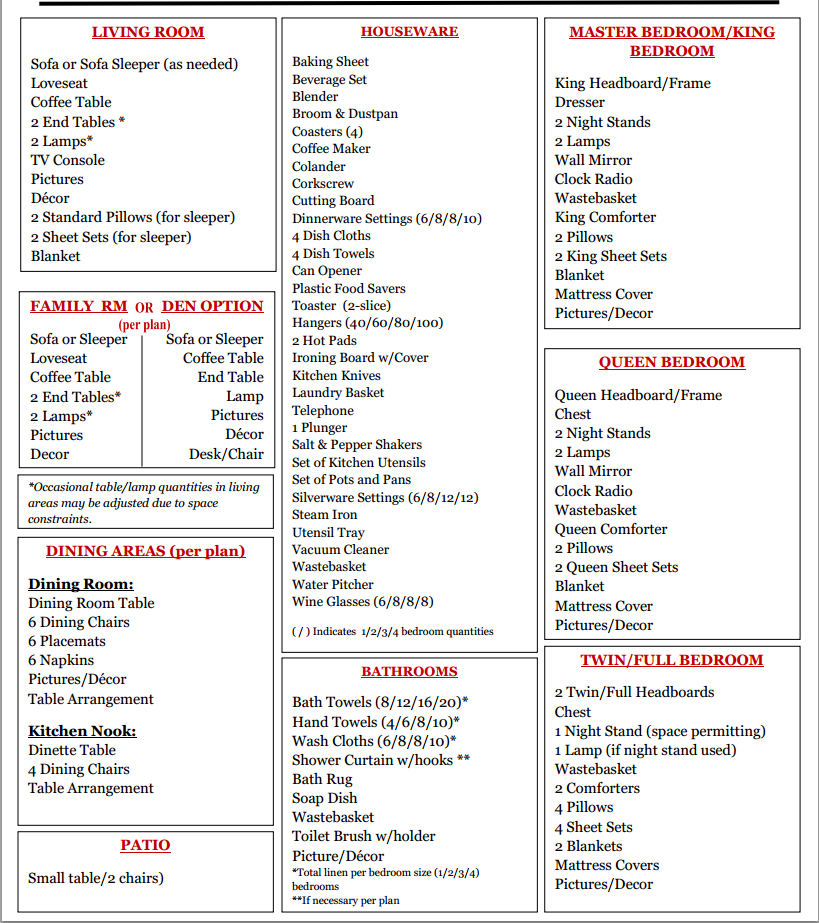 FREE Vacation Rental Furniture Checklist To Furnish Villas & Holiday