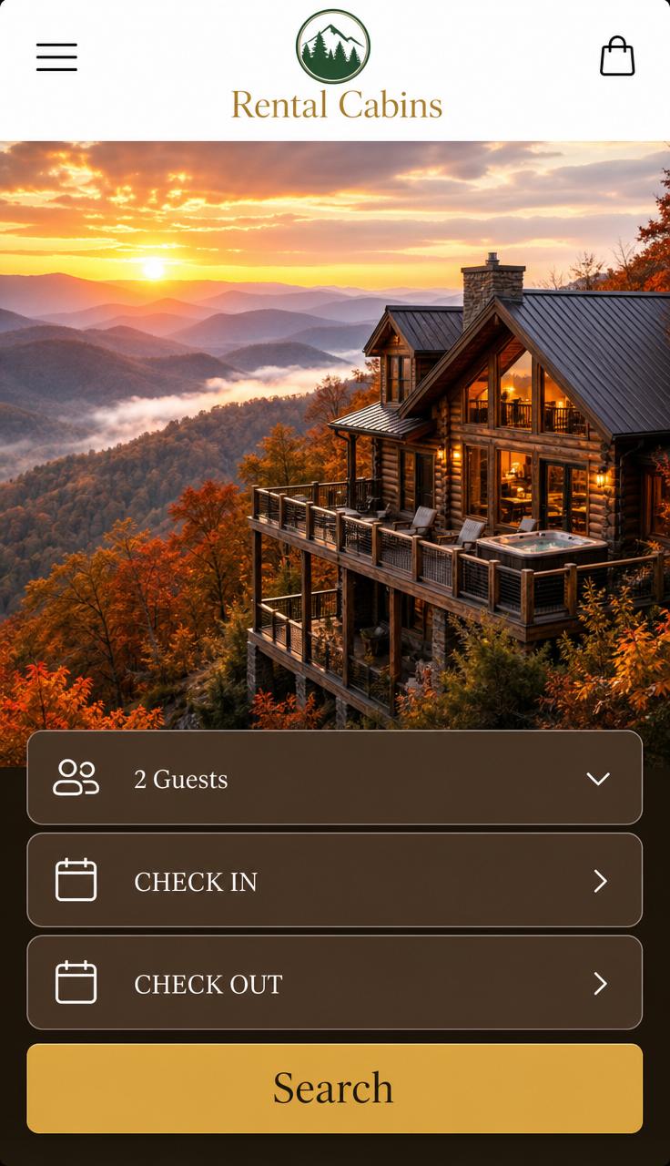 Rental Cabins in Gatlinburg live mobile booking experience