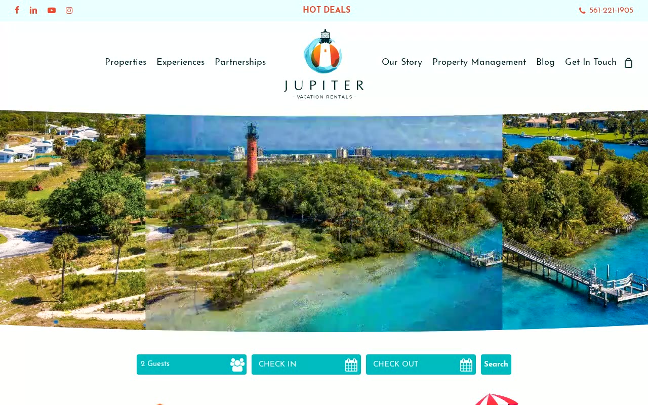 Jupiter Vacation Rentals live direct-booking website screenshot
