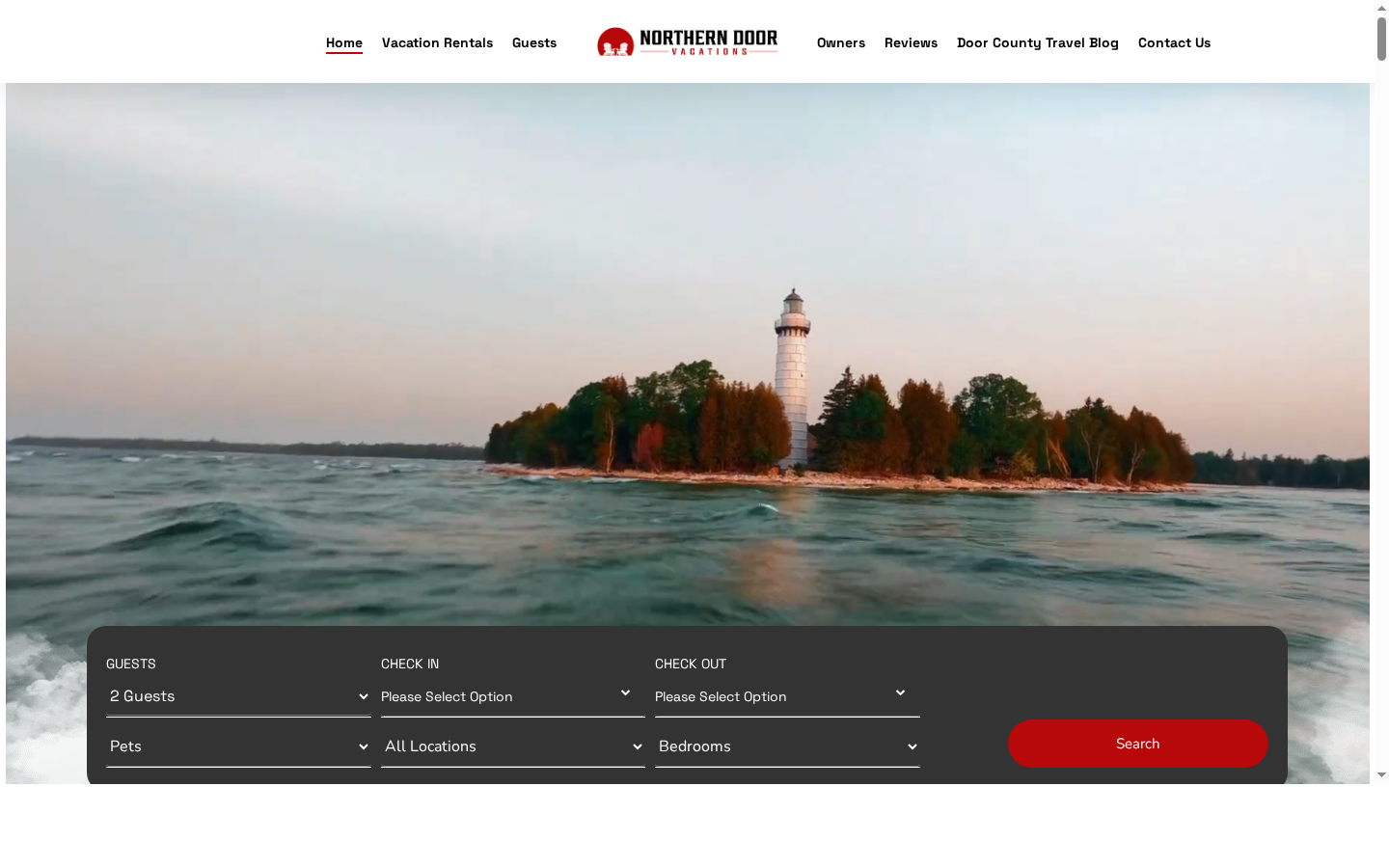 Northern Door Vacations vacation rental website design by Villa Marketers