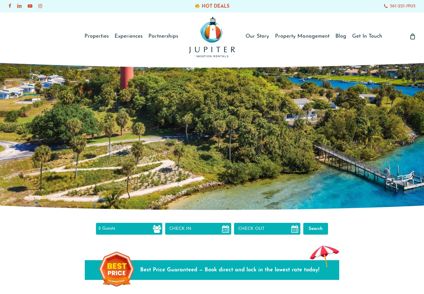 Jupiter Vacation Rentals vacation rental website design by Villa Marketers