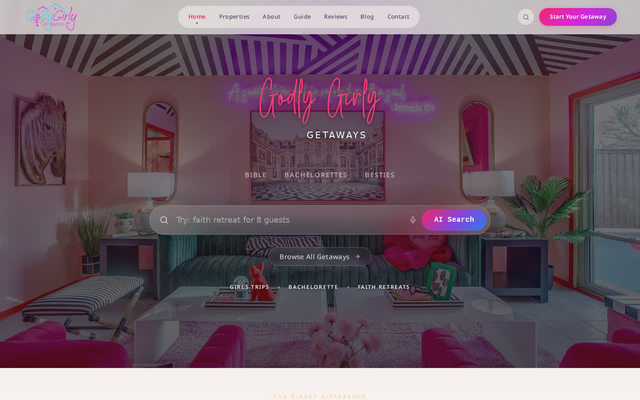 Godly Girly Getaways live direct-booking website by Villa Marketers