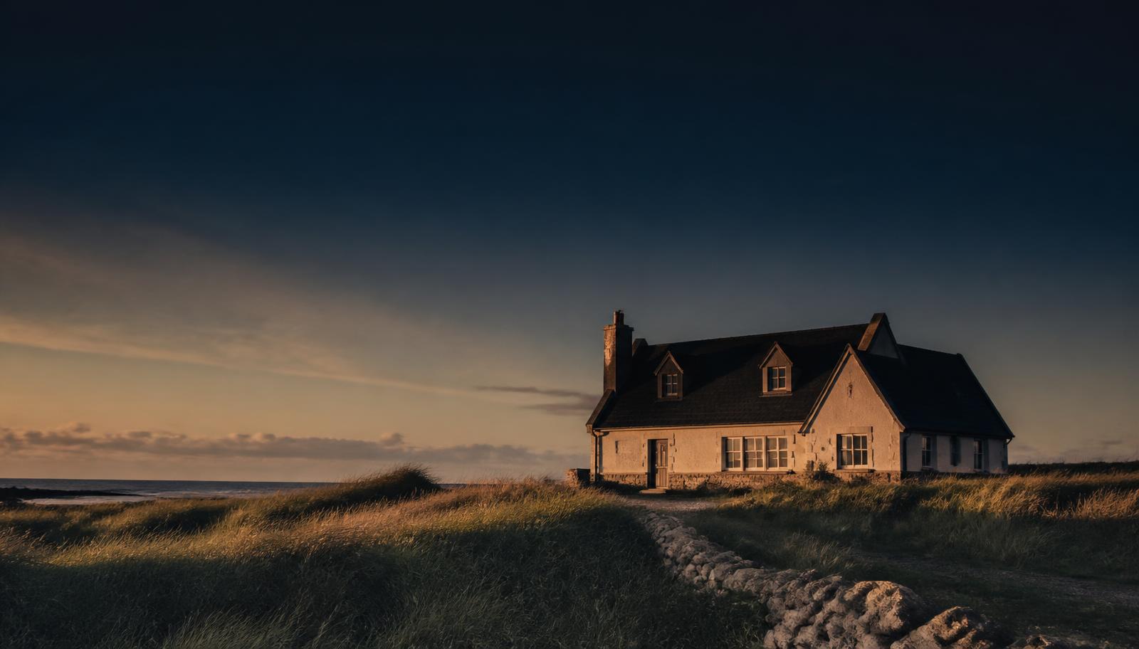 A vacation rental standing on owned land at dusk — the email list as the one marketing asset you own.