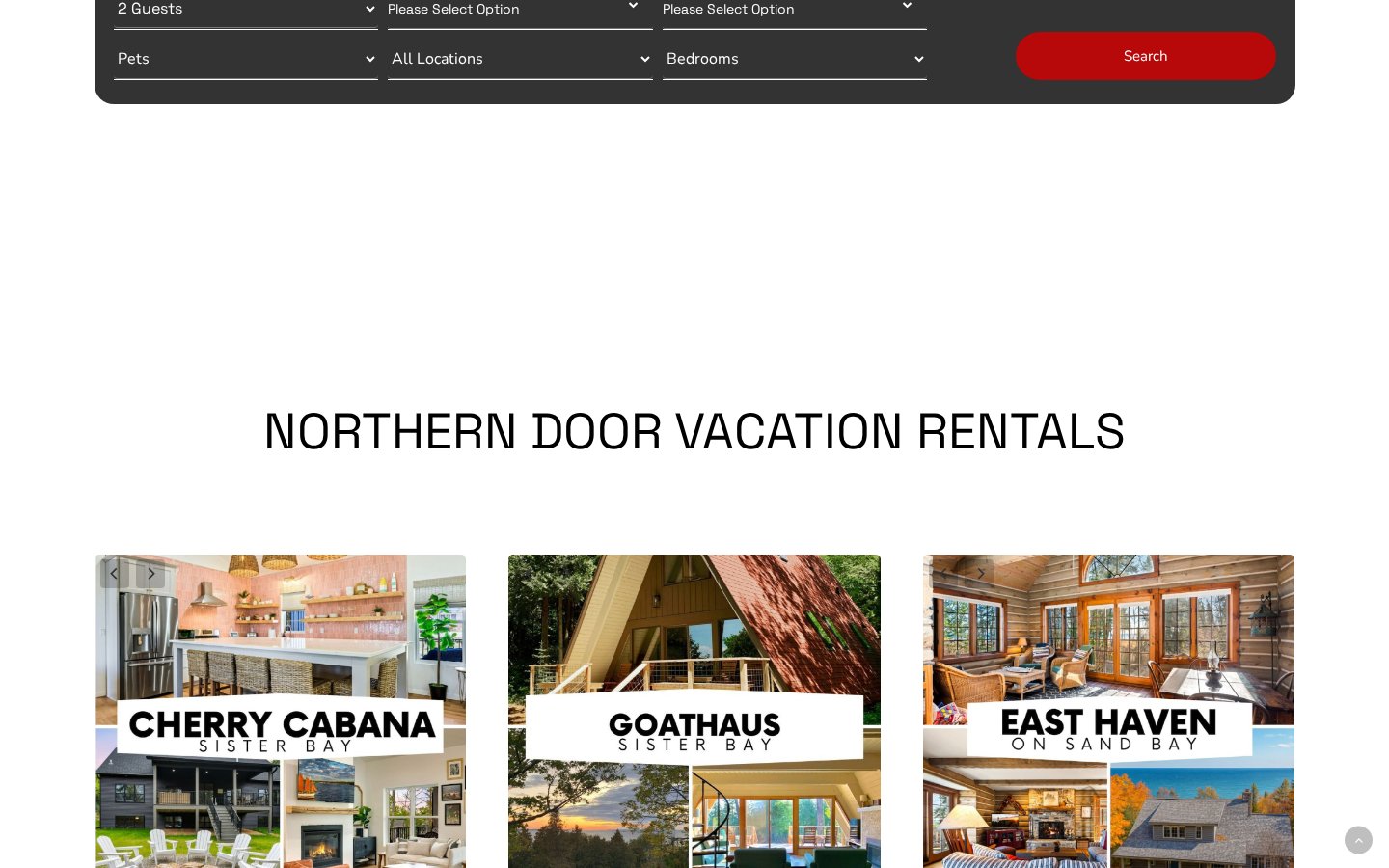 Northern Door Vacations website — vacation rentals in Door County, Wisconsin