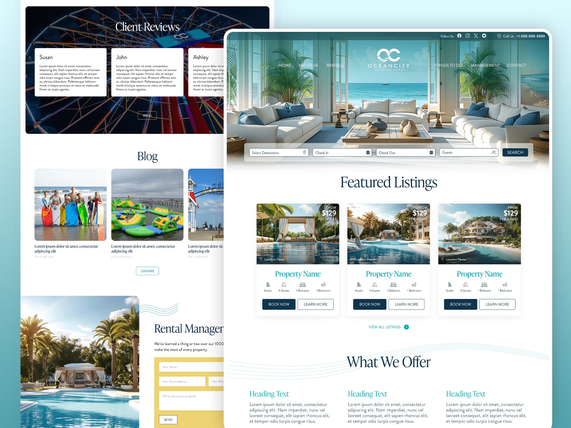 Ocean City Vacation Homes vacation rental management website by Villa Marketers