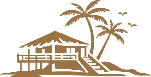 Gold shack and palms emblem from The Rather Shacks icon set