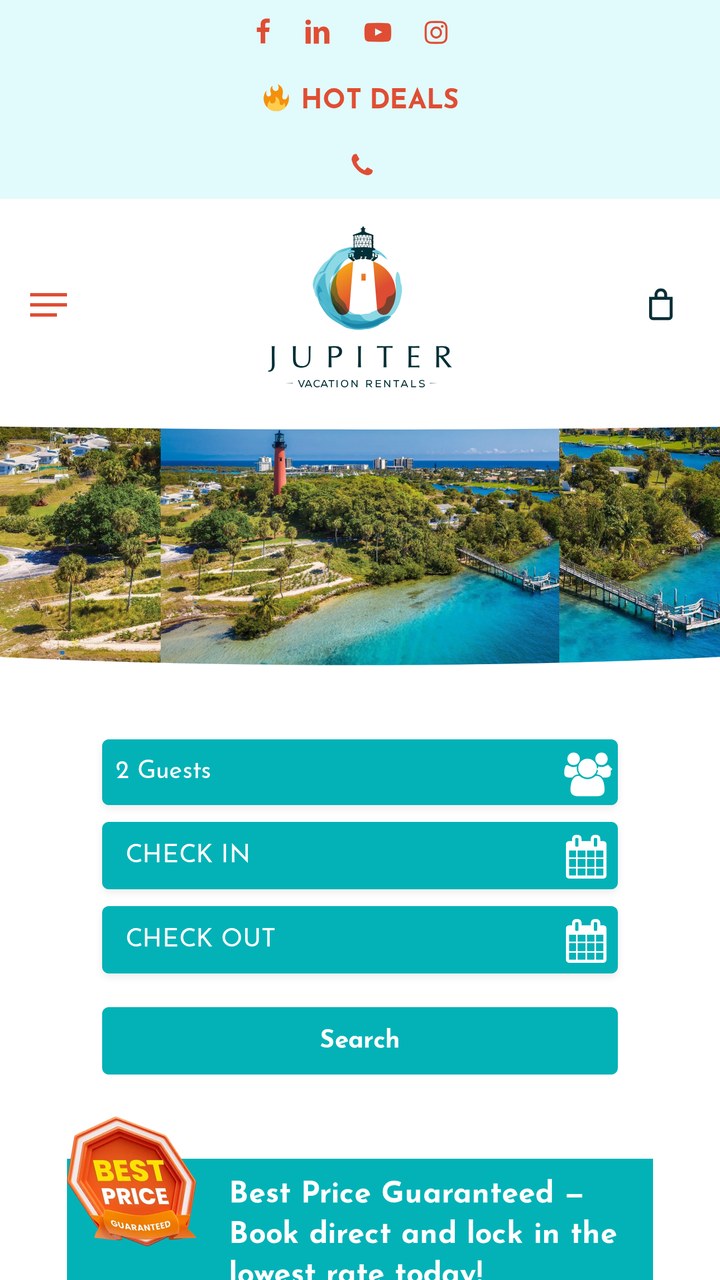 Jupiter Vacation Rentals live mobile booking experience