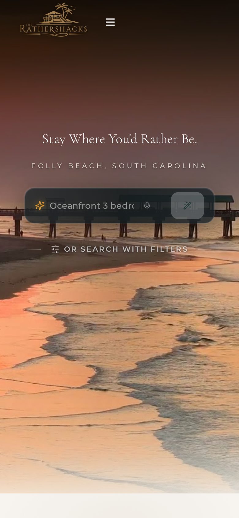 The Rather Shacks live mobile booking experience